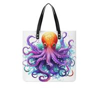 Sacs à main pour femme - Pieuvre colorée - Sacs à main tendance en cuir végétalien - Sac seau souple pour femme - Sacs à main pour le travail, les voyages, une utilisation décontractée, cadeaux