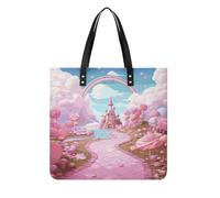 Sacs à main pour femme Pink Candy Land- Sacs à main tendance en cuir végétalien - Sac seau souple pour femme - Sacs à main pour le travail, les voyages, une utilisation décontractée, cadeaux