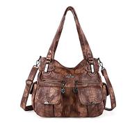 Sacs à main pour femme - Sac fourre-tout à bandoulière - Sac à main tendance en cuir délavé, 5739-1#7028# 7 Marron,