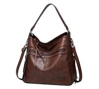 Sacs à main pour femmes Grand sac de designer pour femme Sac à main en cuir pour ordinateur portable 15 poches, café, Taille unique
