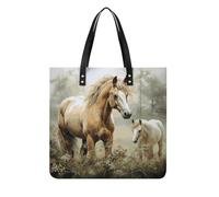 Sacs à main pour femmesanimaux brodés chevaux sacs à main tendance en cuir végétalien, sac seau souple pour femme - Sacs à main pour femme pour le travail, les voyages, une utilisation décontractée