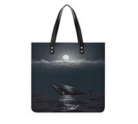 Sacs à main pour femmesWhale Full MoonTrendy Sacs à main Hobo en cuir végétalien, sac seau souple pour femme - Sacs à main pour le travail, les voyages, une utilisation décontractée, cadeaux