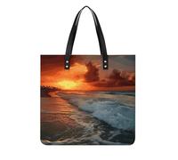 Sacs à main pour femmeThe Beach SunsetTrendy Sacs à main Hobo en cuir végétalien, sac seau souple pour femme - Sacs à main pour le travail, les voyages, une utilisation décontractée, cadeaux