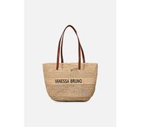 Sacs à main Vanessa Bruno Panier Raphia Brode Logo Avec Anses Cuir De Vachettes pour Sacs T.U Beige