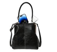 Sacs à main vintage - Sac à main réglable style britannique en cuir PU avec fermoir à verrou Kiss - Petit cartable à bandoulière carrée, matériau synthétique de couleur unie - Pour les voyages en