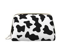 Sacs à maquillage en cuir avec imprimé thé de l'après-midi, petite trousse de maquillage pour sac à main, pochette cosmétique, pochette de toilette pour femme, Imprimé vache noir et blanc, One Size