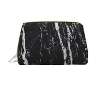 Sacs à maquillage en cuir avec imprimé thé de l'après-midi, petite trousse de maquillage pour sac à main, pochette cosmétique, pochette de toilette pour femme, Marbre noir et blanc, One Size