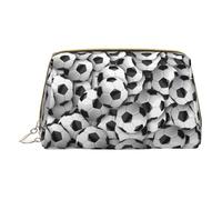 Sacs à maquillage en cuir avec imprimé thé de l'après-midi, petite trousse de maquillage pour sac à main, pochette cosmétique, pochette de toilette pour femme, Motif ballon de football noir et blanc