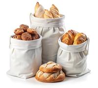 Sacs à Pain en Coton Bio Sacs à Fruits et Légumes Réutilisables, Sacs à Provisions en Plastique Gratuits Lot de 3 Sacs à Provisions Lavables pour Pain, Pâtes, Riz, Noix, Fruits, Légumes.