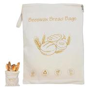 Sacs à pain en coton et cire d'abeille pour levain - XL - Réutilisables - Avec fermeture éclair - Pochette de rangement alimentaire pour garder le pain frais et délicieux (1 pièce)