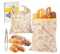 Sacs à Pain Premium - 100% Coton & Cire d'Abeille, Reste Frais Jusqu'à 3 Fois Plus Longtemps, Grand Sac à Pain Cire d'Abeille Réutilisable, Accueille Parfaitement Vos Pâtisseries(1PC) (E)