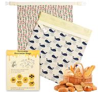 Sacs à pain réutilisables en cire d'abeille pour levain fait maison : XL 33 x 43,2 cm (lot de 2) de stockage des aliments respectueux de l'environnement et sans plastique | Technologie Moisture Lock
