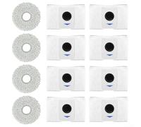 Sacs à poussière pour Ecovacs pour Deebot T20 pour Omni/pour X1 pour Omni 8 sacs à poussière 4 chiffons d'essuyage, sacs de rechange pour aspirateur robot pour ECOVACS pour DEEBOT pour X1 (gris)