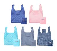 Sacs à Provisions Imprimés 5 Pièces, Sacs à Provisions Pliables, Sacs à Provisions Portables, Sacs à Main Respectueux De L'environnement, Adaptés à L'épicerie, Au Shopping Et Au Travail (33*55*5cm)