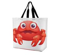 Sacs à provisions pliables et réutilisables - Grand sac à bandoulière en forme de crabe rouge pour le travail et les voyages, Crabe rouge mignon, 40x40x16cm
