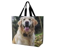 Sacs à provisions pliables et réutilisables Motif guitare bleue Grand sac à bandoulière pour le travail et les voyages, Drôle Golden Retriever, 40x40x16cm