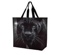 Sacs à provisions pliables et réutilisables Motif panthère d'animal Grand sac à bandoulière pour le travail et les voyages, Panthère des animaux, 40x40x16cm