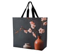Sacs à provisions pliables et réutilisables Motif roses sous la pluie Grand sac à bandoulière pour le travail et les voyages, Bocal, 40x40x16cm