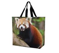 Sacs à provisions pliables et réutilisables pour karaté garçon ceinture de couleur changeante grand sac à bandoulière pour le travail et les voyages, Petit panda rouge, 40x40x16cm