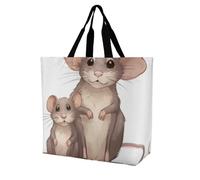 Sacs à provisions pliables et réutilisables pour karaté garçon ceinture de couleur changeante grand sac à bandoulière pour le travail et les voyages, Rats mères et enfants, 40x40x16cm