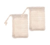 Sacs à savon avec soot à cordon Soap Saver Pouch pour mousser et sécher le bain fibre de sisal exfoliant 2 pcs.