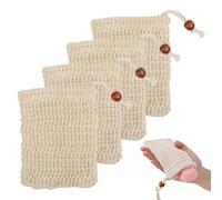 Sacs à savon naturels en sisal, 4 Pièces, Savon Solide Sachets, Pour avoir plus de mousse & faire sécher le savon, exfoliant, Sac à Savon, Améliorer les fonctions lymphatiques, pour gommage et massage