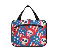 Sacs à suspendre avec motif tête de mort blanche du 4 juillet pour voyager avec crochet, sac de rasage essentiel pour homme pour accessoires de voyage pour femmes, croisières estuche para brochas