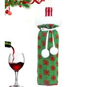 Sacs à vin de Noël, décoration de bouteille de vin de Noël, Sac de bouteille de vin tricoté en flocon de neige rouge blanc et vert, Pièce maîtresse de Table de décorations de vacances de Restaurant, s