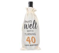 Sacs à vin en toile de jute - Sacs de vin pour bouteilles de vin | Pochette pour bouteille de champagne, sacs de vin en toile de jute pour femmes et hommes - Décorations de fête d'anniversaire, 40e