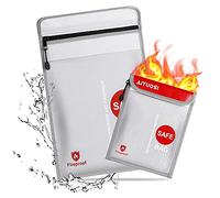 Sacs Anti-Feu, 2 Porte-Documents Ignifuges pour Documents - ImperméAble et Ignifugé - pour Ranger des Objets de Valeur (Gris)