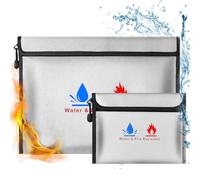 Sacs anti-feu,2 porte-documents ignifuges | Sac étanche à feu pour documents de passeport bandatei d'argent | En fibre de verre de qualité supérieure