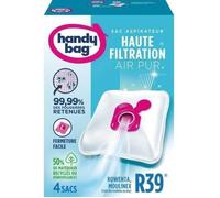 Melitta Handy Bag 4 Sacs Aspirateurs, Pour Aspirateurs Rowenta et Moulinex, Fermeture Hermétique, Filtre Anti-Allergène, R39, Lot de 1, Blanc
