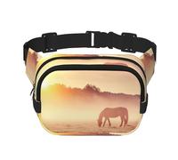 Sacs banane Horses On Pasture at Sundown pour homme et femme, sac banane tendance pour entraînement, course à pied, voyage, randonnée, Noir , Taille unique