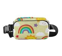 Sacs banane pour femme Happy Sun Rainbows jaunes, sac de hanche mignon sac à bandoulière imperméable, Happy Sun Arcs-en-ciel jaune, 20,3 x 13,5 x 5,8 cm, drôle mignon, soleil joyeux arc-en-ciel jaune