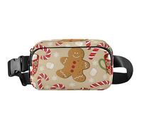 Sacs banane pour femme - Sac banane de voyage étanche - Motif pain d'épices de Noël - Marron - 20,3 x 13,5 x 5,8 cm, Joli pain d'épice de Noël marron, 8 x 5.3 x 2.3 inch, Drôle et mignon