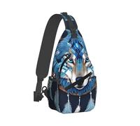 Sacs Bandoulière Boho Totem Native American Wolf Dream Catcher Navy Blue Sac Bandouliere Casual Sac De Poitrine Sport Sacoche Bandouliere Pour Escalade Voyager Randonnée