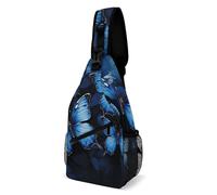 Sacs Bandoulière Dark Blue Butterflies Printed Crossbody Élégant Sac De Poitrine Léger Sling Bag pour Camping Cyclisme Voyager