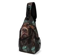 Sacs Bandoulière German Shorthaired Pointer in Glasses Sac De Poitrine Casual Sacoche Bandouliere Élégant Sling Bag pour Voyager Randonnée Escalade