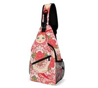 Sacs Bandoulière Poupée Russe en Bois Fleurs Crossbody Bag avec Bandoulière Réglable Sac Anti-Vol Porté Épaule Travers pour Camping Course À Pied Excursion