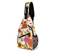 Sacs Bandoulière Tournesol Fleur Champignon Vintage Automne Crossbody Bag Anti-Vol Porté Épaule Travers Portable Sac Business Pour Randonnée Course À Pied Voyages