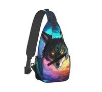Sacs Bandoulière Universe Magic Wolf In The Space Sacoche Bandouliere Élégant Sling Bag Léger Sac Bandouliere Pour Voyager Randonnée Escalade