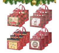 Sacs cabas de Noël réutilisables Ensemble de 12 Pièces Cabas Fourre-Tout en | Sacs Shopping Noël Pour Fêtes et Soirées, Mariage, Anniversaire, Avent, Entre