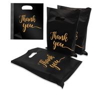 Sacs cadeaux 100 Packs Sac plastique “Thank you”en plastique, Pochette d'Envoi 40 x 30cm sac fourre-tout Sacs de Vente au Détail Etanche pour L'emballage Stockage Shopping