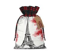 Sacs cadeaux à cordon imprimés Paris pour Noël, emballage de friandises et bonbons, articles de fête d'anniversaire, format moyen