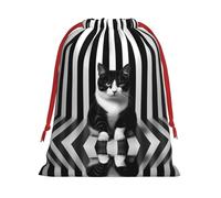 Sacs cadeaux à motif de chat rayé L - Ajoutez une touche de formalité à vos mariages, Noël, anniversaires et anniversaires de mariage - (S à L)