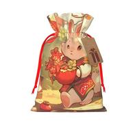 Sacs cadeaux amusants avec cordon de serrage imprimé lapin de Pâques emballage fête bonbon cadeaux de Noël décoration vacances