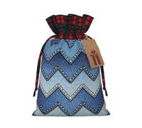 Sacs cadeaux avec cordon de serrage - Imprimé denim bleu dégradé - Emballage cadeau d'anniversaire