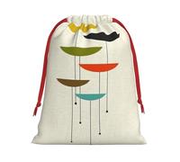 Sacs cadeaux avec cordon de serrage imprimés modernes du milieu du siècle pour Noël, fêtes de fin d'année, tailles assorties