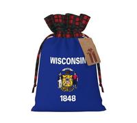 Sacs cadeaux avec drapeau de l'État du Wisconsin pour Noël, Halloween, anniversaire, fête des mères, cadeaux parfaits