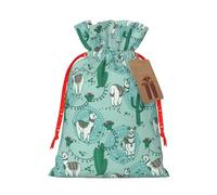 Sacs cadeaux avec imprimé lama vert alpaga, mignons et élégants avec cordon de serrage
